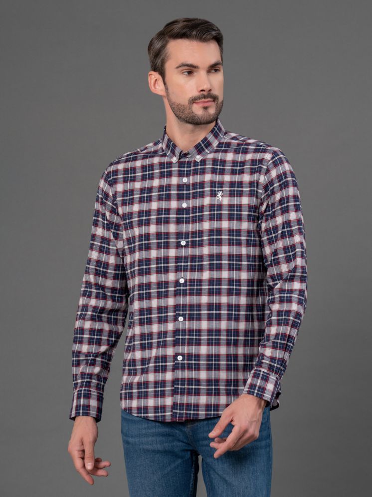     			Red Tape Cotton Blend Regular Fit Checks Full Sleeves Men's Casual Shirt - Navy ( Pack of 1 )