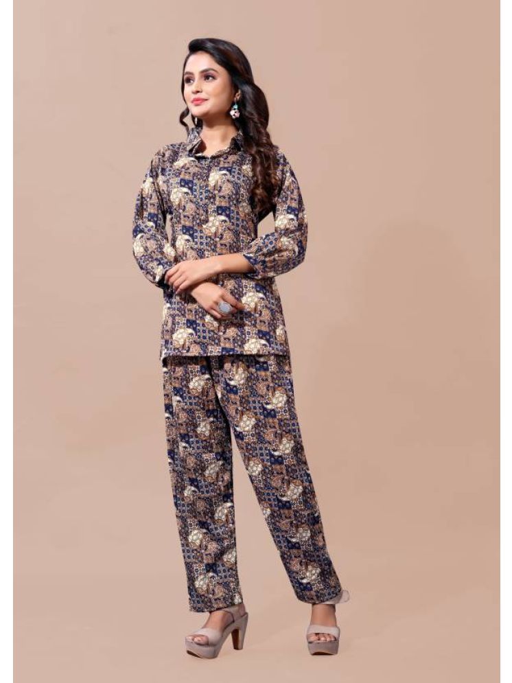     			THE PRIVATE LABLE Coffee Printed Pant Top Set