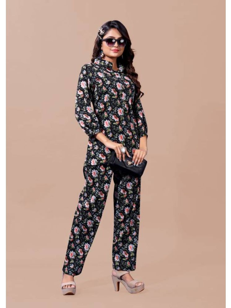     			THE PRIVATE LABLE Navy Blue Printed Pant Top Set