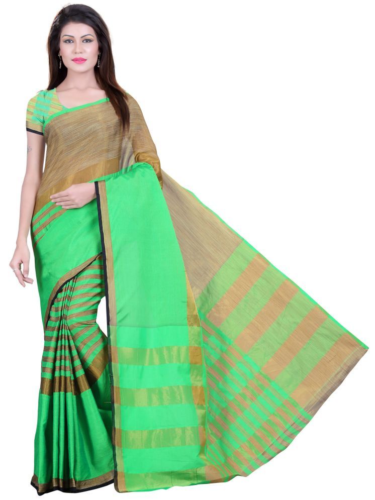     			INDIAN SILKS Cotton Silk Woven Saree With Blouse Piece - Light Green ( Pack of 1 )