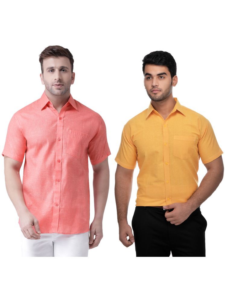     			KLOSET By RIAG Cotton Blend Regular Fit Solids Half Sleeves Men's Casual Shirt - Mustard ( Pack of 2 )