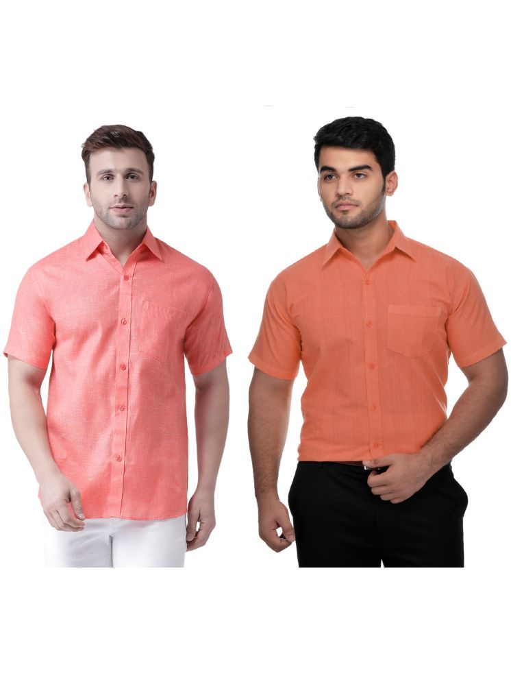     			KLOSET By RIAG Cotton Blend Regular Fit Solids Half Sleeves Men's Casual Shirt - Orange ( Pack of 2 )