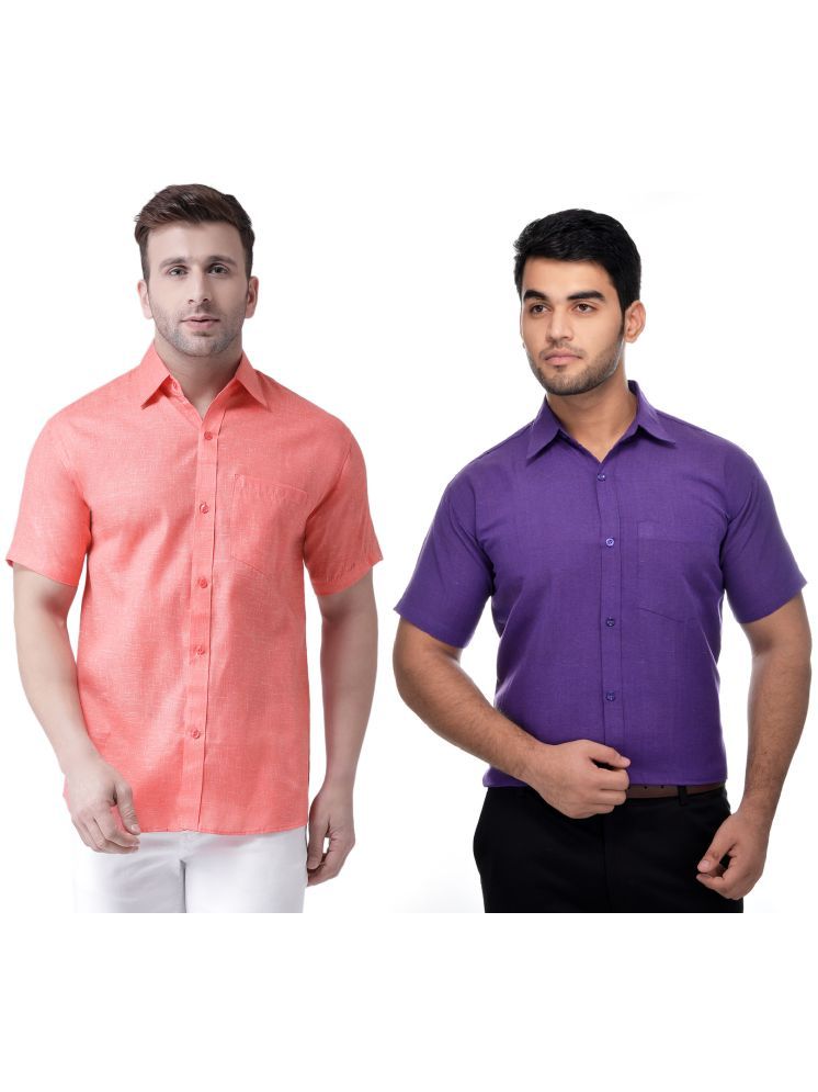     			KLOSET By RIAG Cotton Blend Regular Fit Solids Half Sleeves Men's Casual Shirt - Purple ( Pack of 2 )