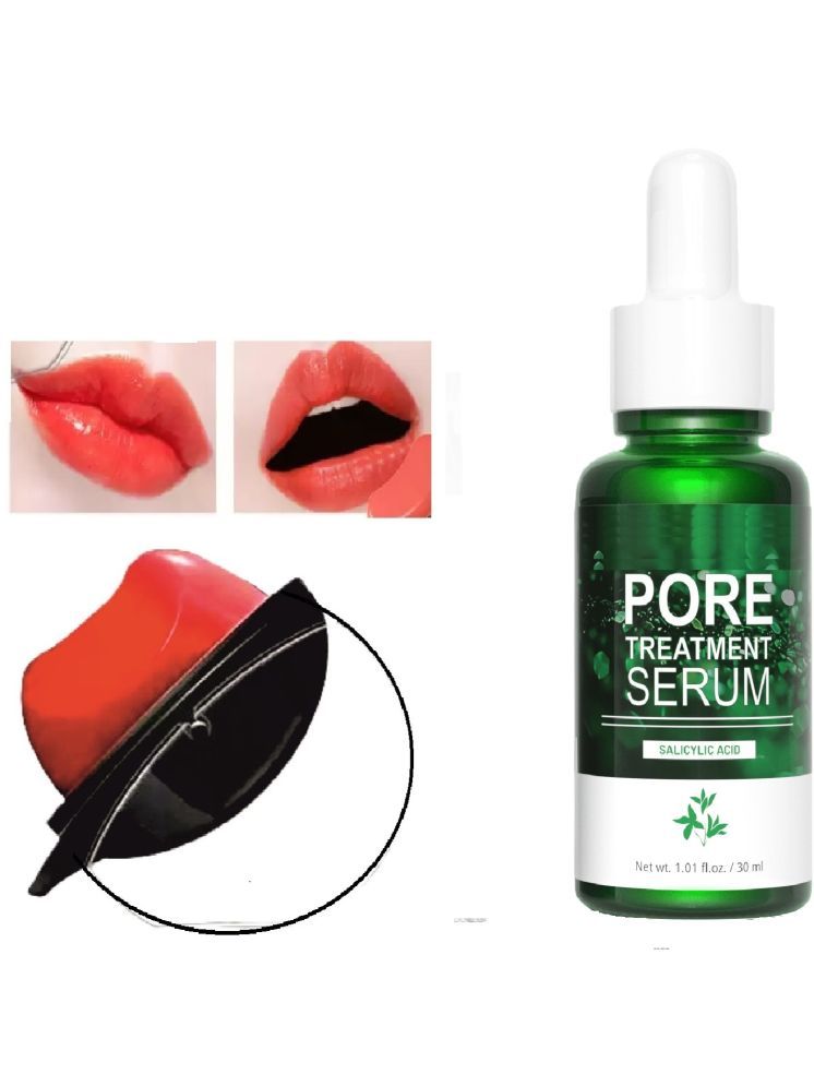     			Pore Treatment Face Serum 30ml & AppleDesign Red Lipstick Waterproof for Women & Girls Combo of 2