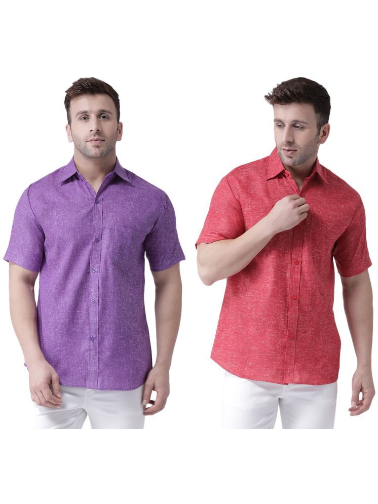     			RIAG Cotton Blend Regular Fit Solids Half Sleeves Men's Casual Shirt - Red ( Pack of 2 )