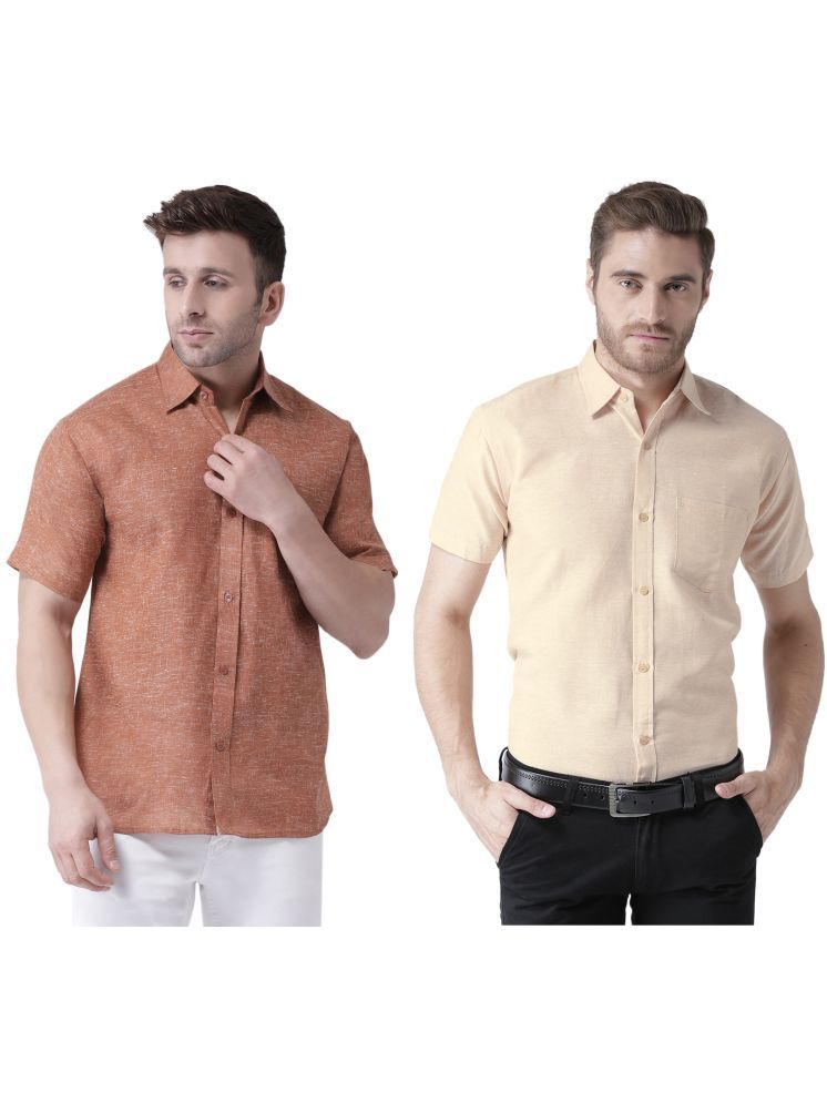     			RIAG Cotton Blend Regular Fit Solids Half Sleeves Men's Casual Shirt - Beige ( Pack of 2 )