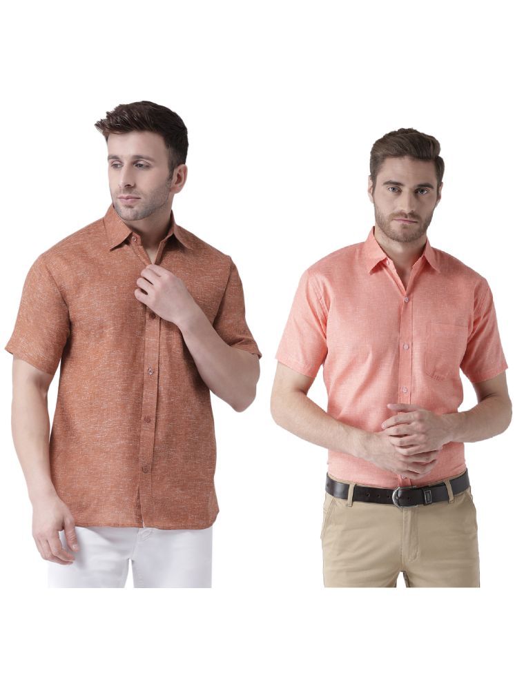     			RIAG Cotton Blend Regular Fit Solids Half Sleeves Men's Casual Shirt - Orange ( Pack of 2 )