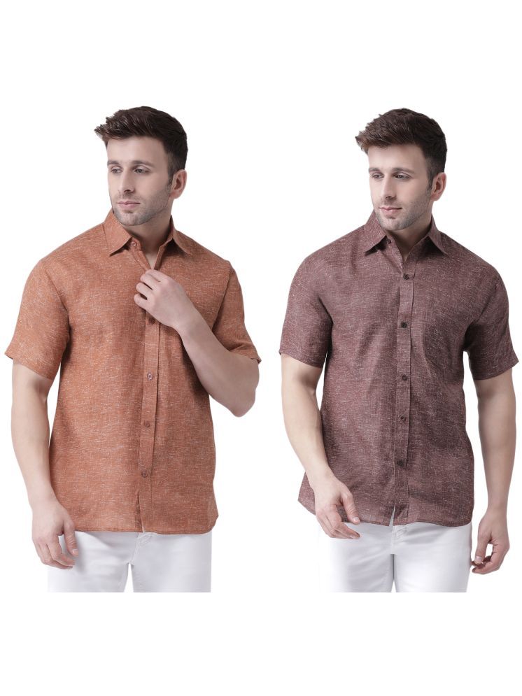     			RIAG Cotton Blend Regular Fit Solids Half Sleeves Men's Casual Shirt - Brown ( Pack of 2 )