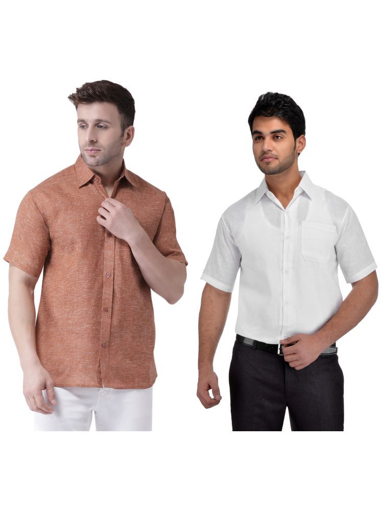     			RIAG Cotton Blend Regular Fit Solids Half Sleeves Men's Casual Shirt - White ( Pack of 2 )