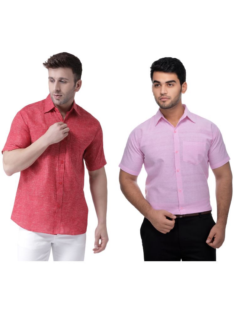     			KLOSET By RIAG Cotton Blend Regular Fit Solids Half Sleeves Men's Casual Shirt - Pink ( Pack of 2 )