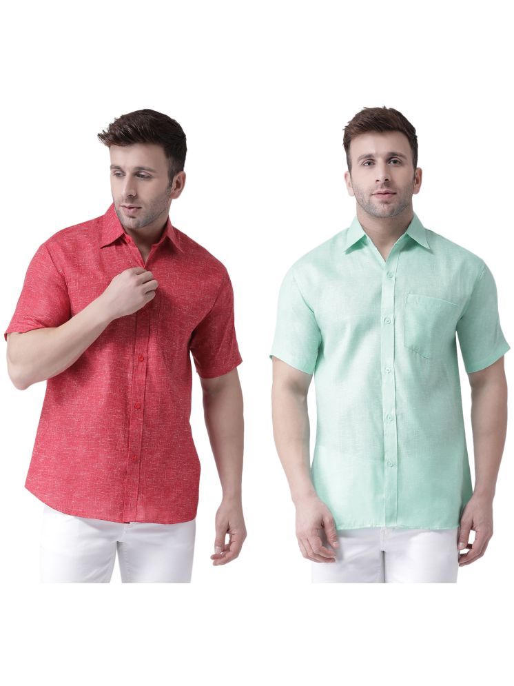     			KLOSET By RIAG Cotton Blend Regular Fit Solids Half Sleeves Men's Casual Shirt - Green ( Pack of 2 )