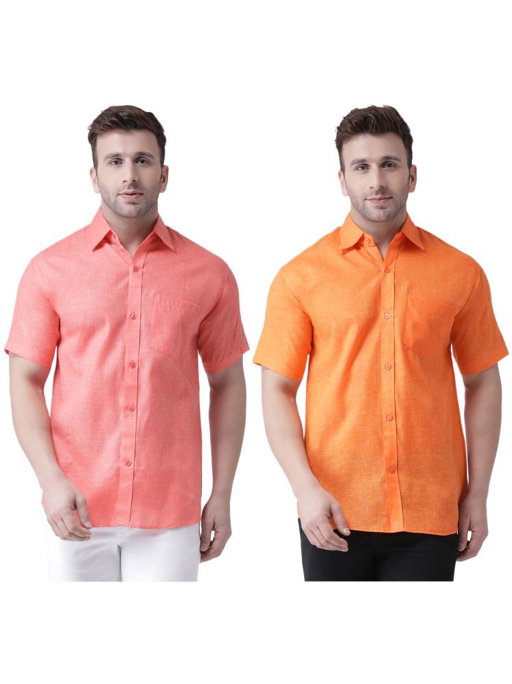     			KLOSET By RIAG Cotton Blend Regular Fit Solids Half Sleeves Men's Casual Shirt - Orange ( Pack of 2 )