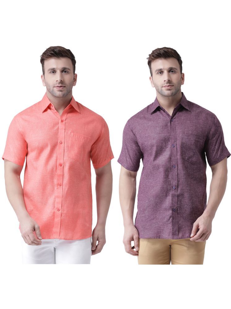     			KLOSET By RIAG Cotton Blend Regular Fit Solids Half Sleeves Men's Casual Shirt - Purple ( Pack of 2 )