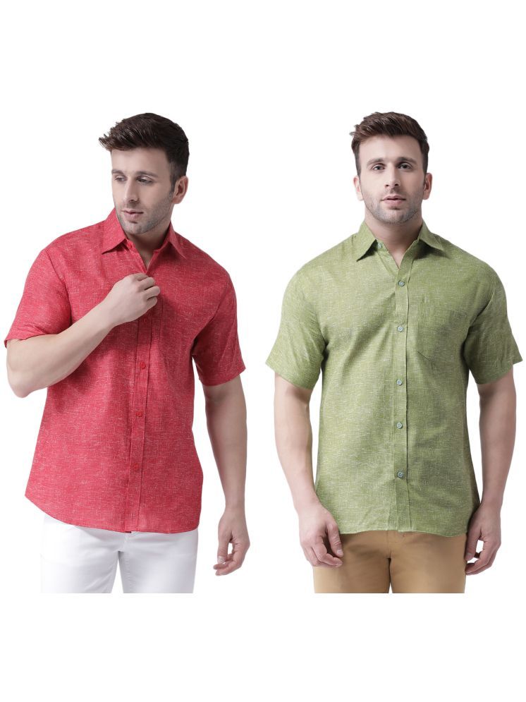     			KLOSET By RIAG Cotton Blend Regular Fit Solids Half Sleeves Men's Casual Shirt - Green ( Pack of 2 )