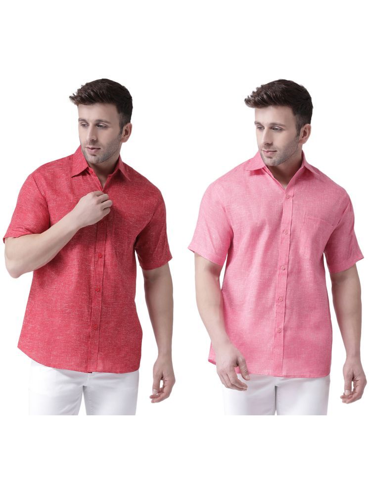     			KLOSET By RIAG Cotton Blend Regular Fit Solids Half Sleeves Men's Casual Shirt - Pink ( Pack of 2 )