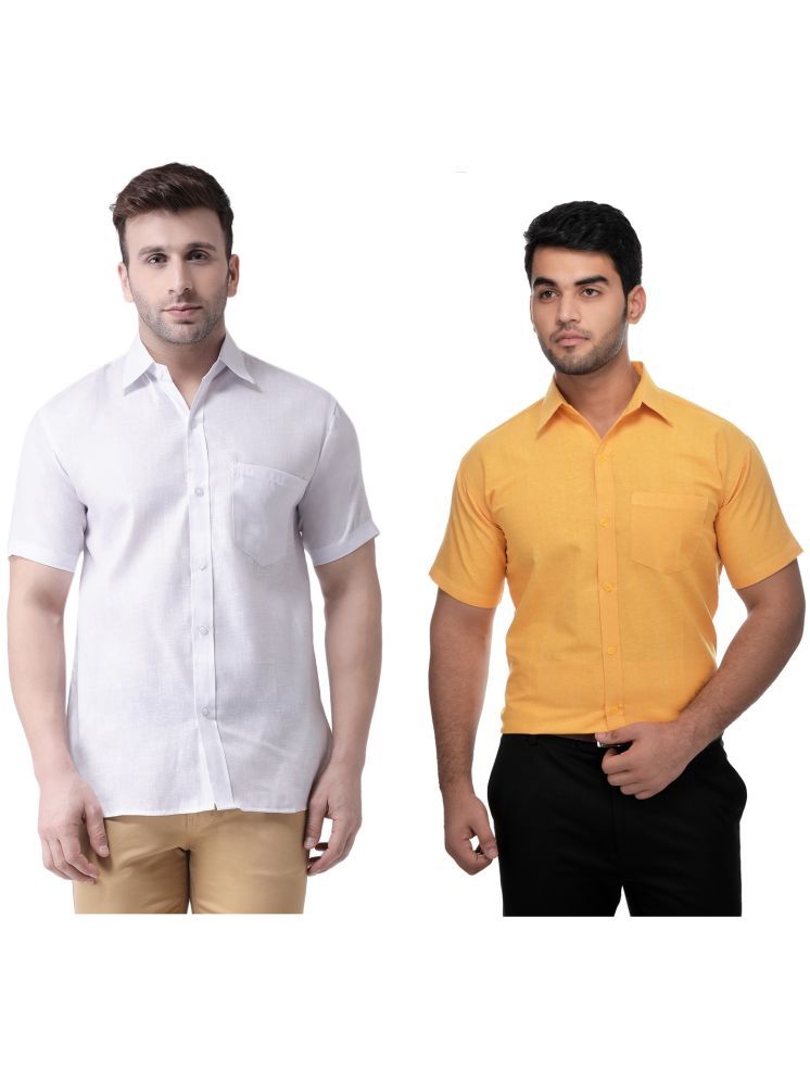     			KLOSET By RIAG Cotton Blend Regular Fit Solids Half Sleeves Men's Casual Shirt - Mustard ( Pack of 2 )