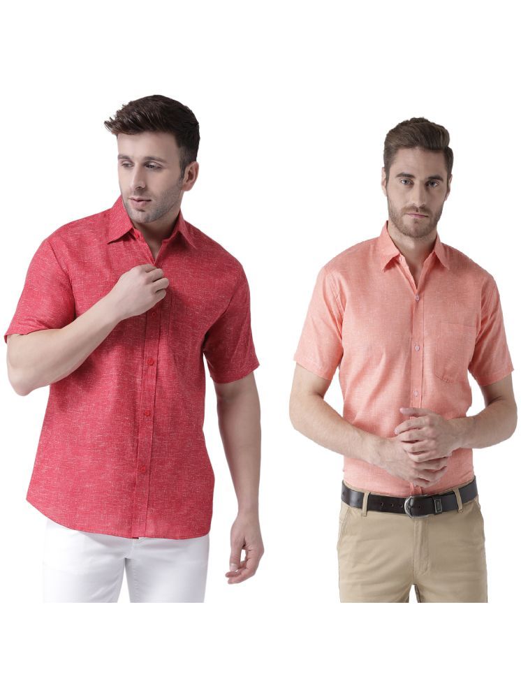     			KLOSET By RIAG Cotton Blend Regular Fit Solids Half Sleeves Men's Casual Shirt - Orange ( Pack of 2 )