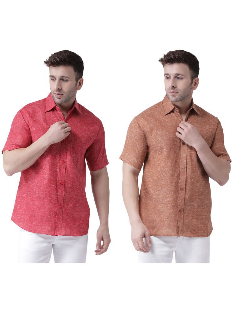     			KLOSET By RIAG Cotton Blend Regular Fit Solids Half Sleeves Men's Casual Shirt - Brown ( Pack of 2 )