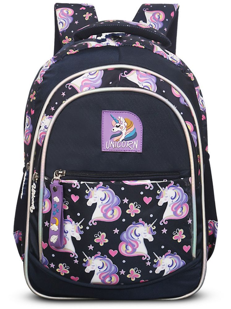     			Priority Navy Blue PU Backpack For Kids