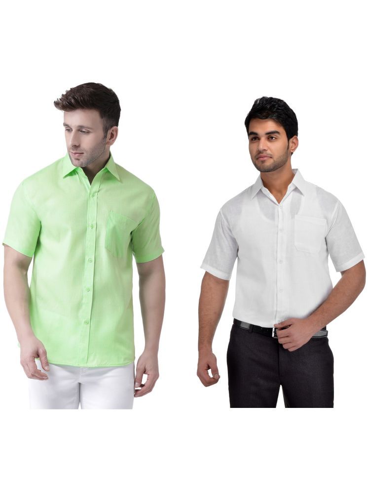     			RIAG Cotton Blend Regular Fit Solids Half Sleeves Men's Casual Shirt - White ( Pack of 2 )