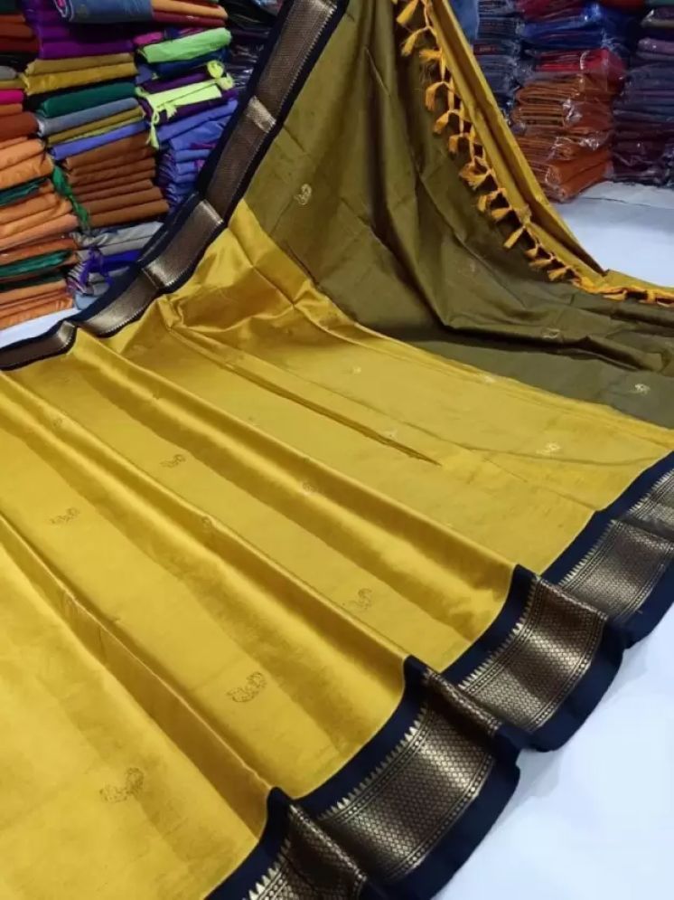     			VEERAIVA Cotton Silk Woven Saree With Blouse Piece - Mustard ( Pack of 1 )