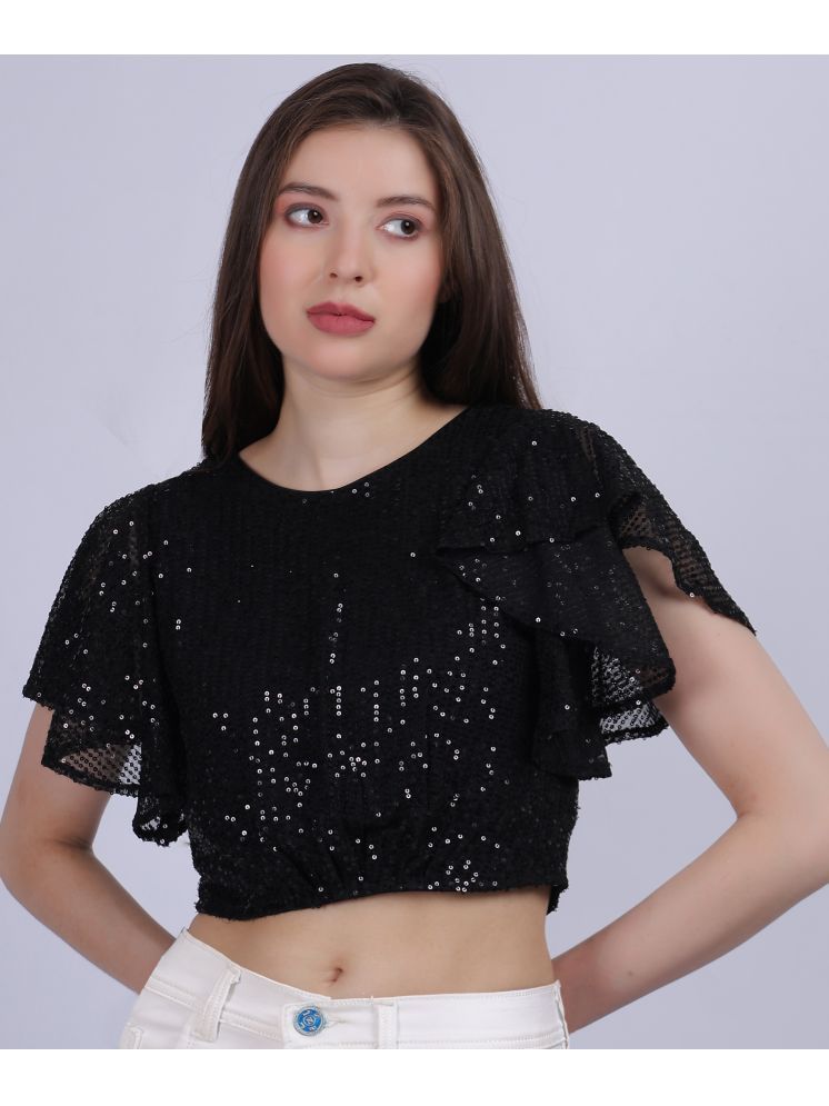     			aumbe Black Georgette Women's Crop Top ( Pack of 1 )