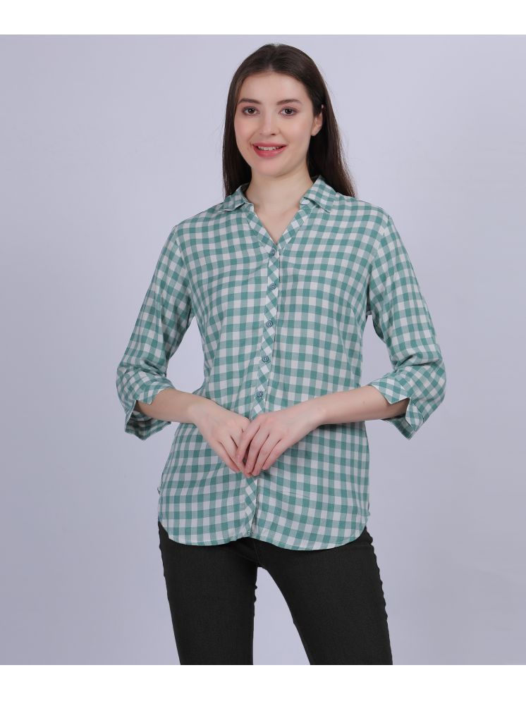     			aumbe Green Cotton Women's Shirt Style Top ( Pack of 1 )