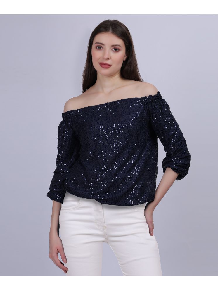     			aumbe Navy Blue Georgette Women's Regular Top ( Pack of 1 )