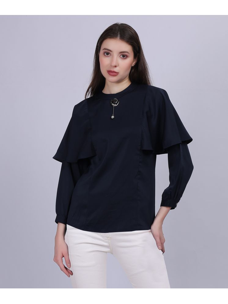     			aumbe Navy Blue Satin Women's Regular Top ( Pack of 1 )