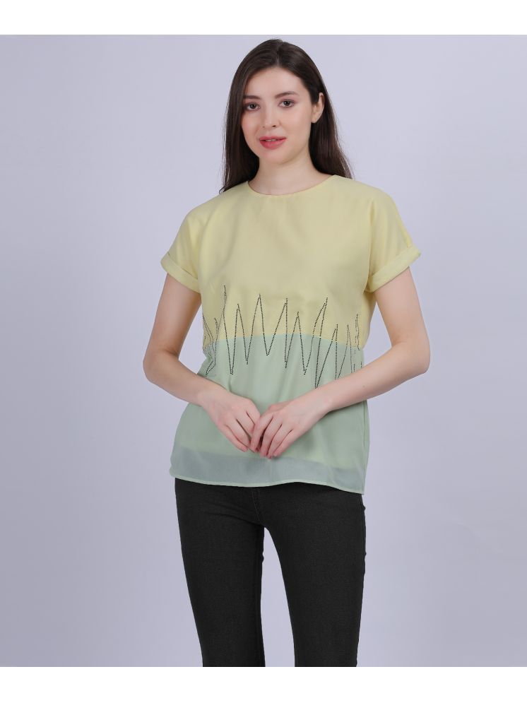     			aumbe Yellow Chiffon Women's Regular Top ( Pack of 1 )