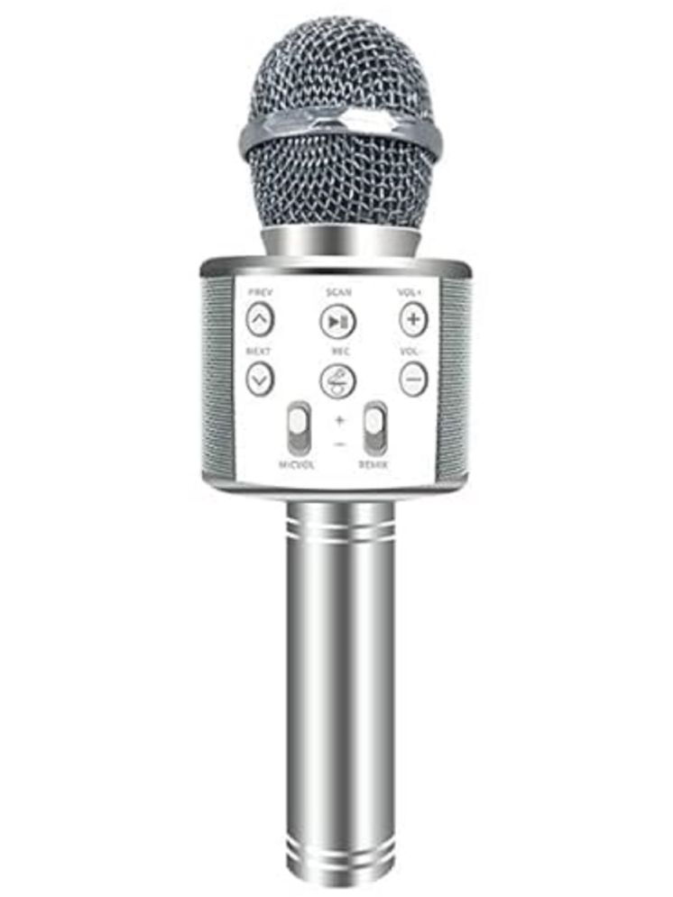     			1814Y-YESKART Silver WS-858 Wireless Bluetooth Handheld Microphone Stand Karaoke Mike with Speaker Audio Recording for Cellphone (WS858)