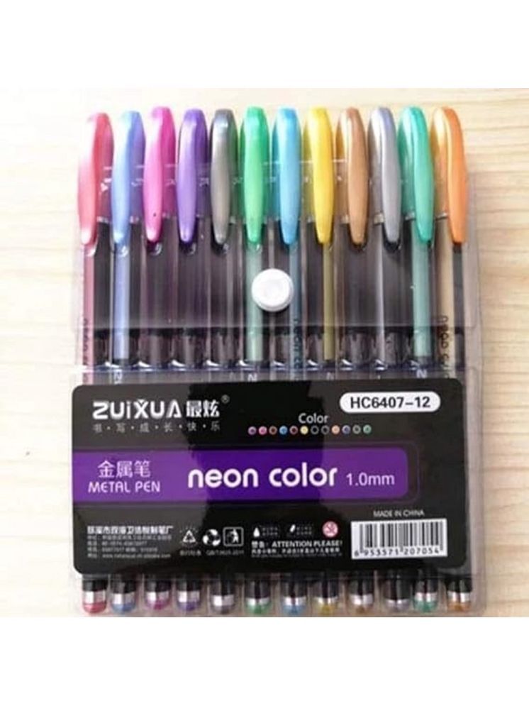     			2419Y - YESKART12 PC Neon Gel Pens Set Color Gel Pens, Glitter, Metallic, Neon Pens Set Good Gift For Coloring Kids Sketching Painting and Drawing