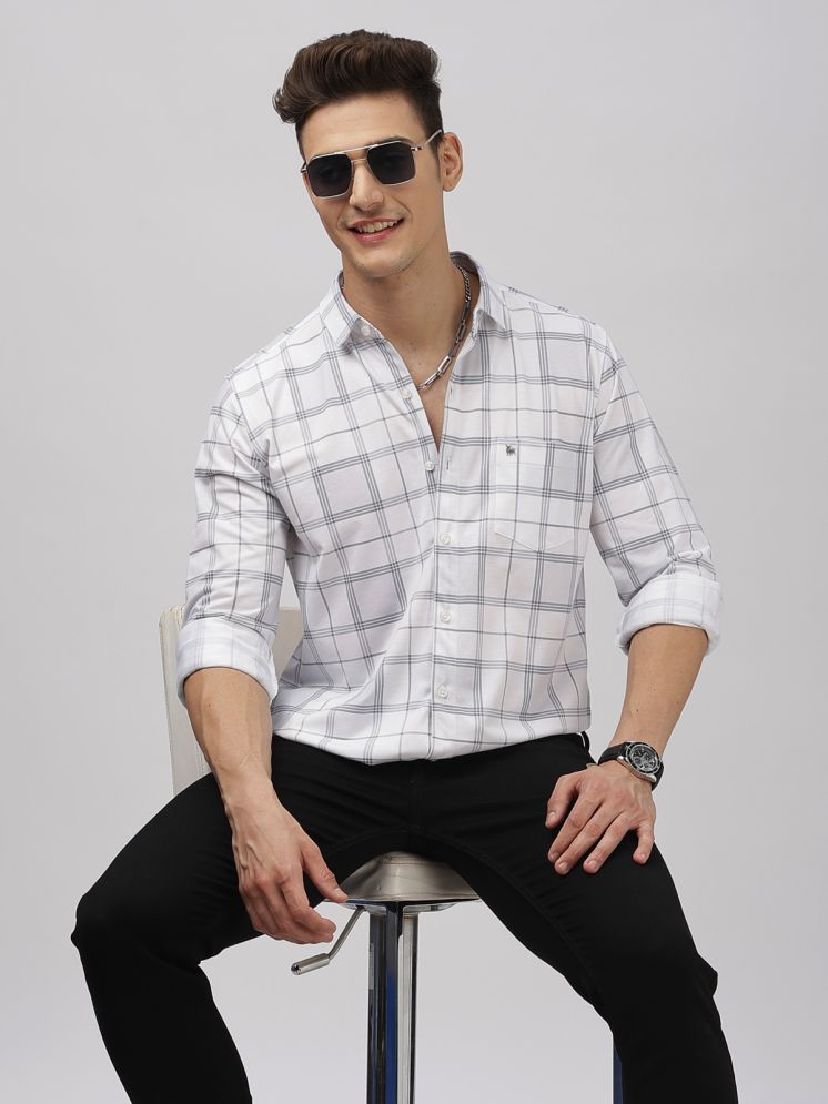     			BULLMER Cotton Blend Regular Fit Checks Full Sleeves Men's Casual Shirt - White ( Pack of 1 )