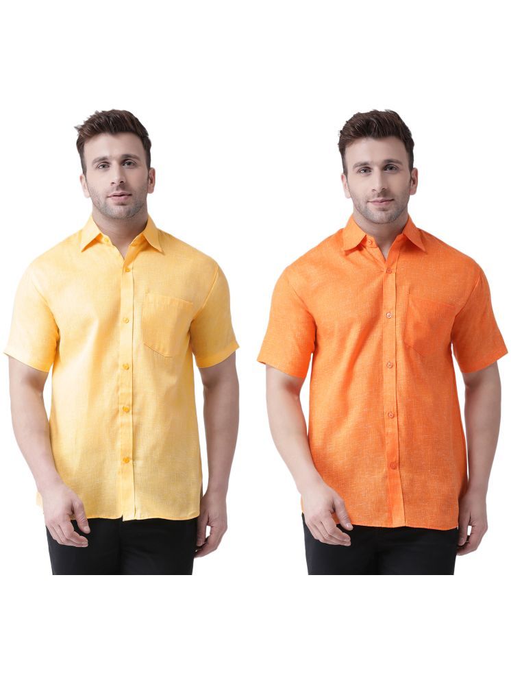     			KLOSET By RIAG Cotton Blend Regular Fit Solids Half Sleeves Men's Casual Shirt - Orange ( Pack of 2 )