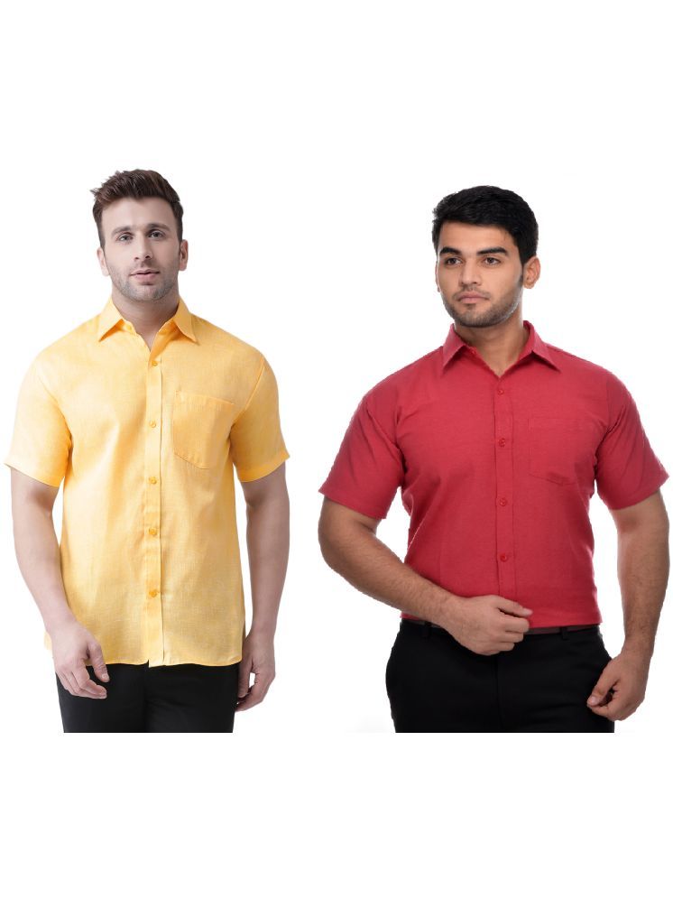     			KLOSET By RIAG Cotton Blend Regular Fit Solids Half Sleeves Men's Casual Shirt - Red ( Pack of 2 )