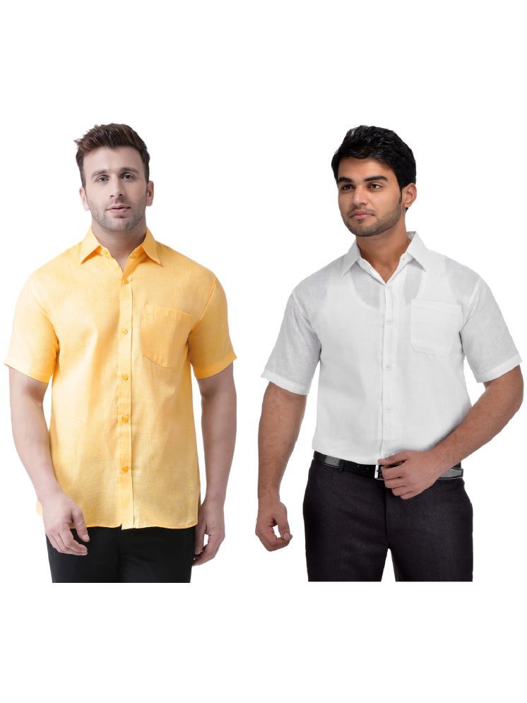     			KLOSET By RIAG Cotton Blend Regular Fit Solids Half Sleeves Men's Casual Shirt - White ( Pack of 2 )