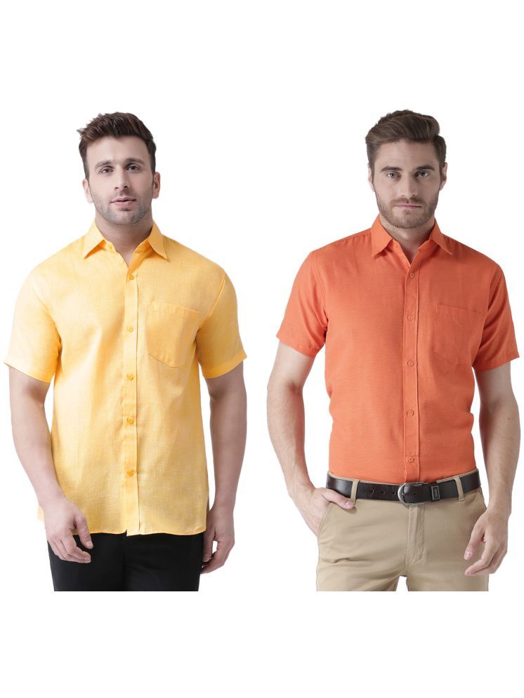     			KLOSET By RIAG Cotton Blend Regular Fit Solids Half Sleeves Men's Casual Shirt - Orange ( Pack of 2 )