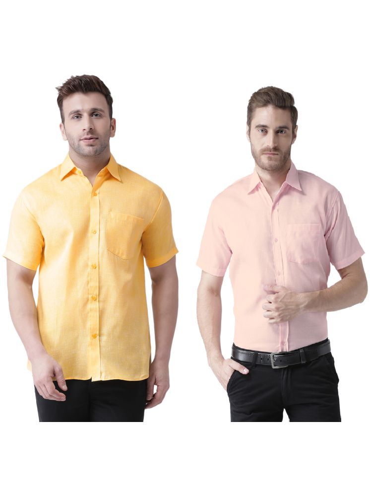     			KLOSET By RIAG Cotton Blend Regular Fit Solids Half Sleeves Men's Casual Shirt - Pink ( Pack of 2 )