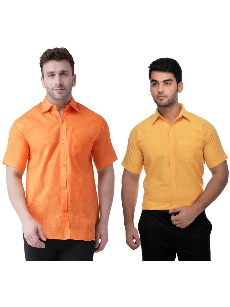     			KLOSET By RIAG Cotton Blend Regular Fit Solids Half Sleeves Men's Casual Shirt - Mustard ( Pack of 2 )