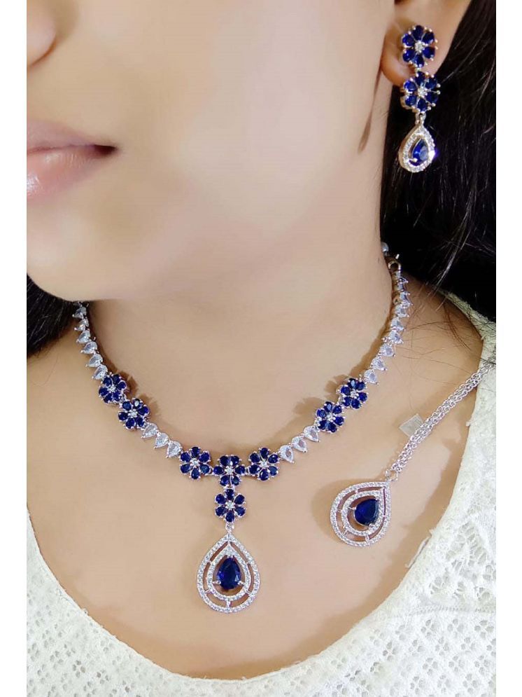     			Ladymania Blue Alloy Necklace Set ( Pack of 1 )