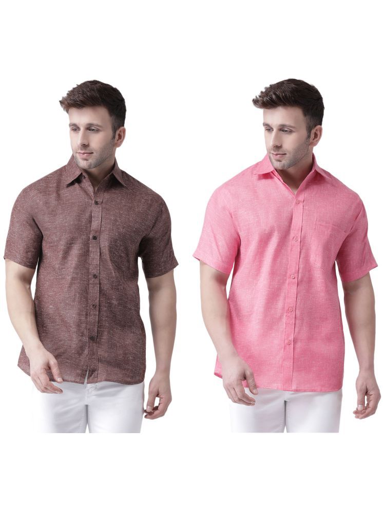     			RIAG Cotton Blend Regular Fit Solids Half Sleeves Men's Casual Shirt - Pink ( Pack of 2 )