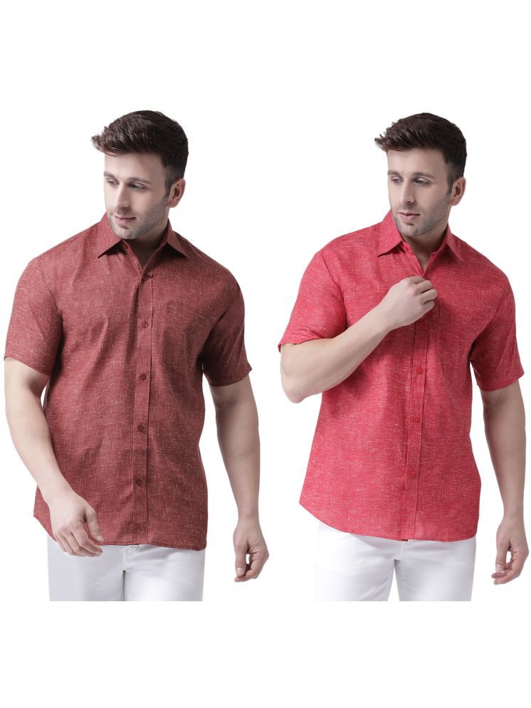     			RIAG Cotton Blend Regular Fit Solids Half Sleeves Men's Casual Shirt - Red ( Pack of 2 )