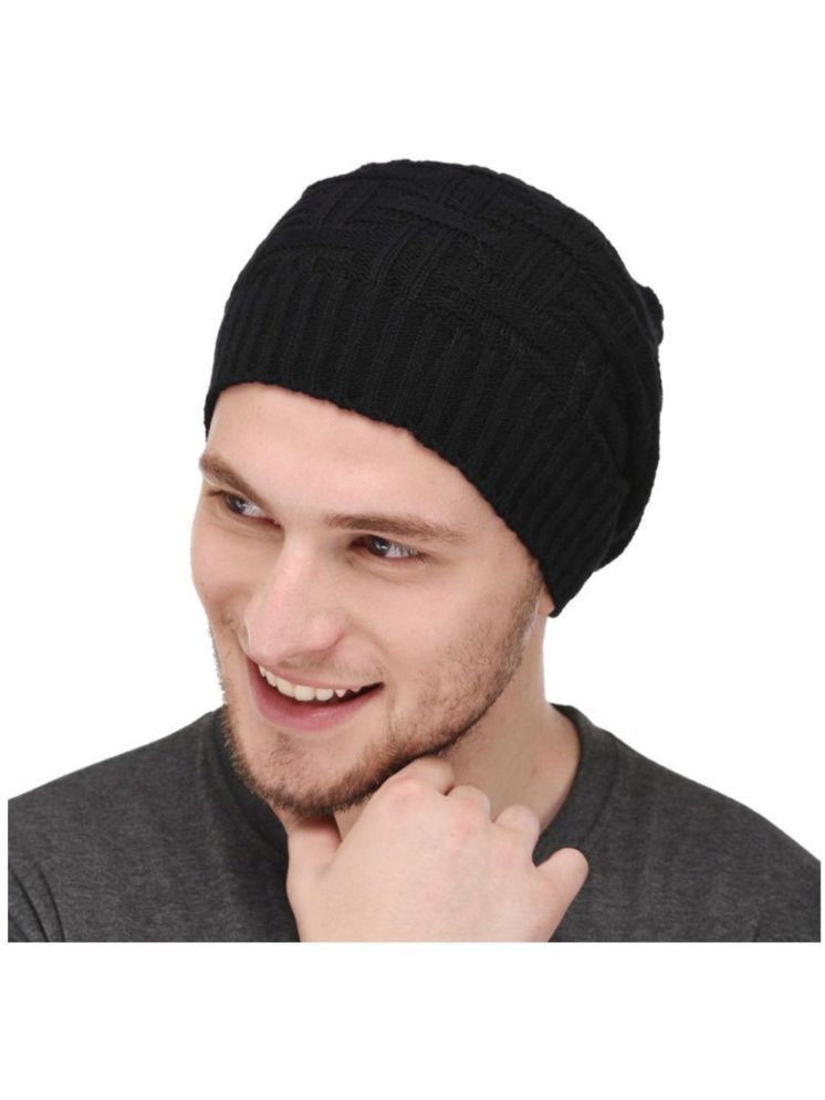     			SUNTAP Multicolor Beanie Cap Black Woollen Men's Cap ( Pack of 1 )