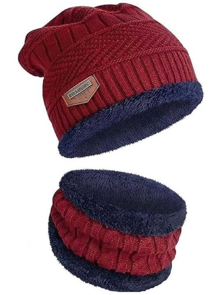     			SUNTAP Multicolor Beanie Cap & Muffler for Men & Women Multi Woollen Men's Cap ( Pack of 1 )