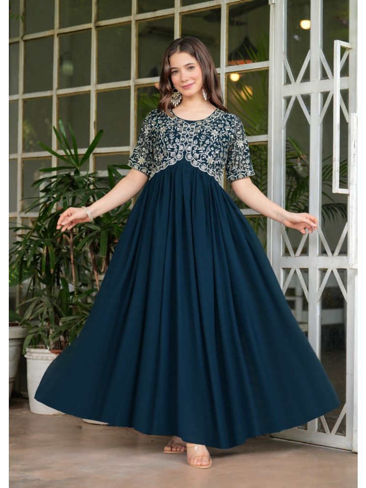     			Sitaram Designer Teal Anarkali Georgette Women's Stitched Ethnic Gown ( Pack of 1 )