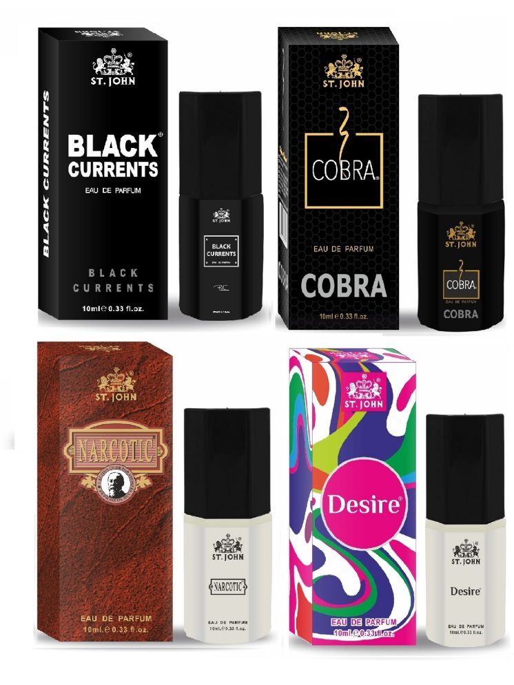     			St. John Black current, Cobra, Narcotic, Desire Pocket Perfume for Men 10 ml ( Pack of 4 )