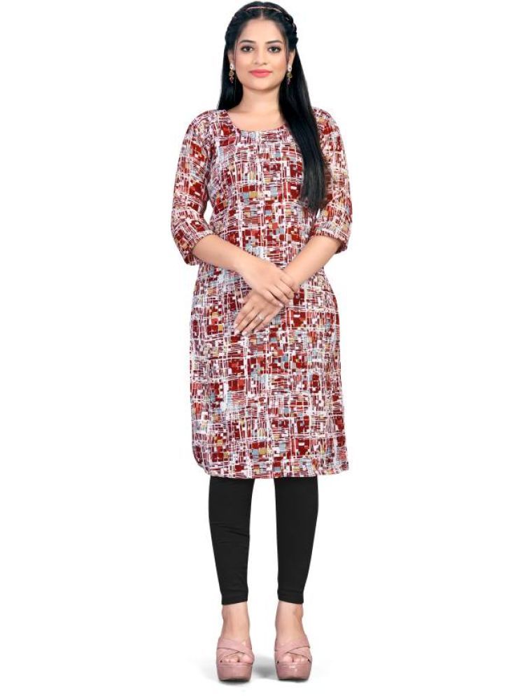     			THE PRIVATE LABLE Rayon Printed Straight Women's Kurti - Red ( Pack of 1 )