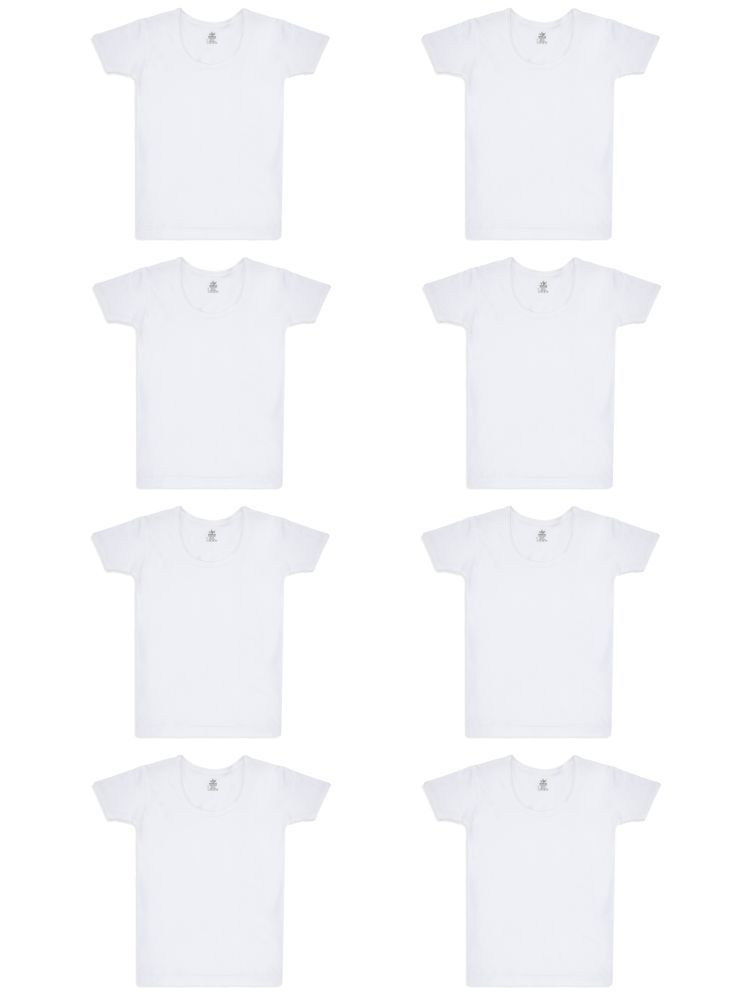     			VIP Pack of 8 Cotton Solid Boys Vest ( White ) Pure Cotton Vest for Kids