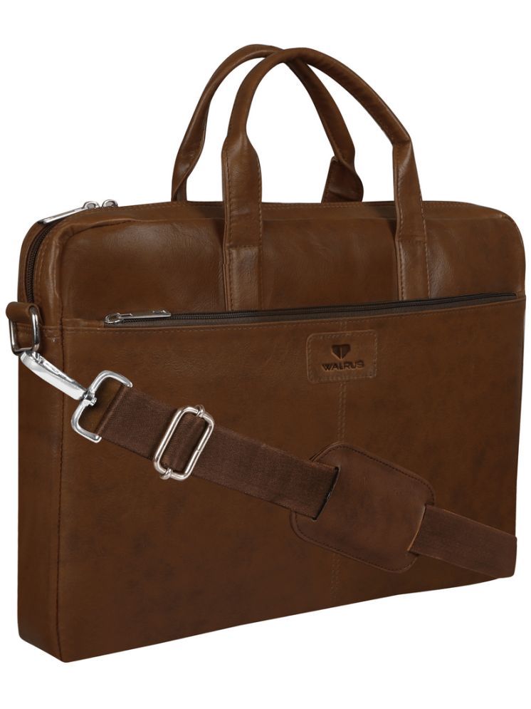     			Walrus Brown Faux Leather Office Bag