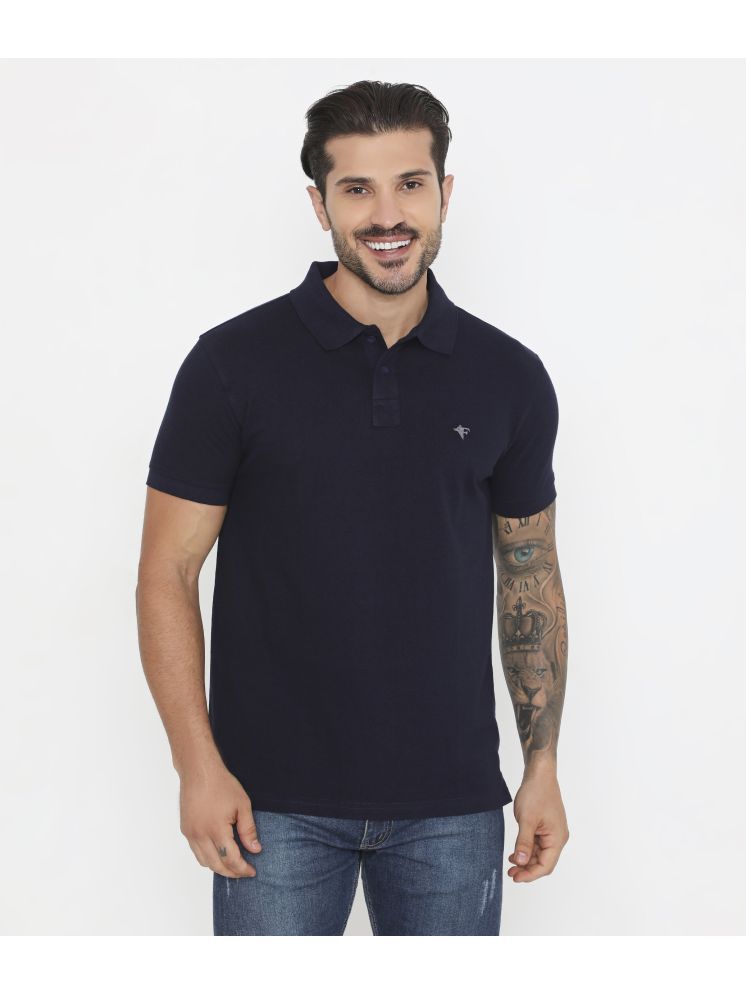     			Frenchie Cotton Regular Fit Solid Half Sleeves Men's Polo T Shirt - Navy Blue ( Pack of 1 )